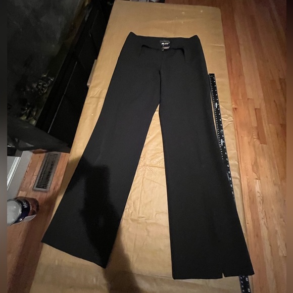 Adam Pour Eve Paris size 10 black wide leg mid rise dress pants with slit leg - Picture 2 of 14